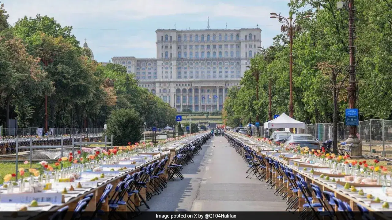 Romania Sets Guinness World Record With 5-km-Long Table To Raise Funds